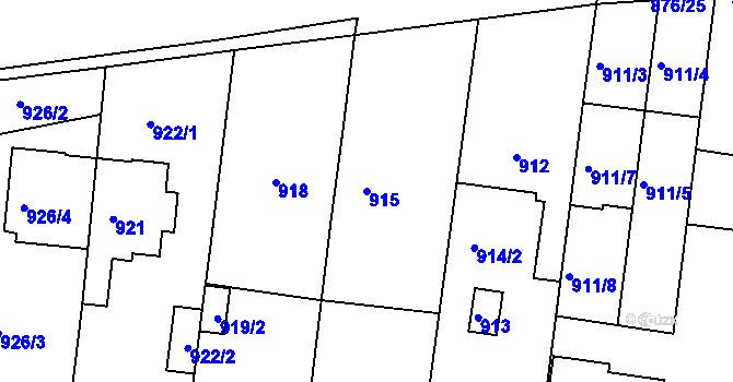 Parcela st. 915 v KÚ Bohunice, Katastrální mapa