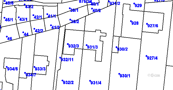 Parcela st. 931/3 v KÚ Bohunice, Katastrální mapa