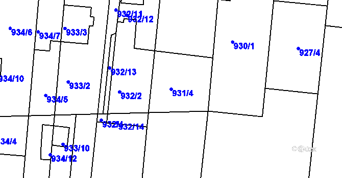 Parcela st. 931/4 v KÚ Bohunice, Katastrální mapa