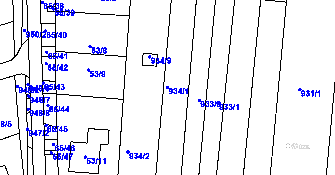 Parcela st. 934/1 v KÚ Bohunice, Katastrální mapa