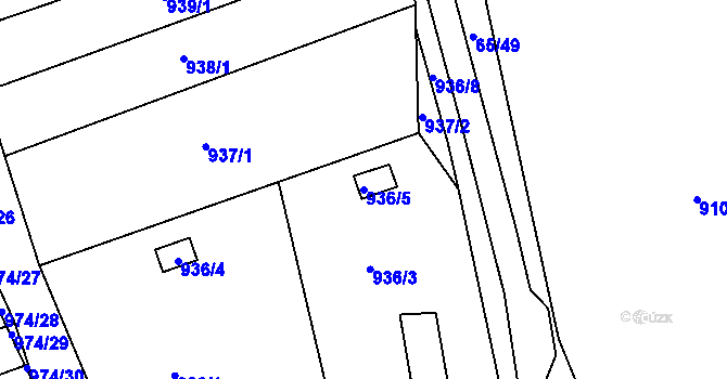 Parcela st. 936/5 v KÚ Bohunice, Katastrální mapa
