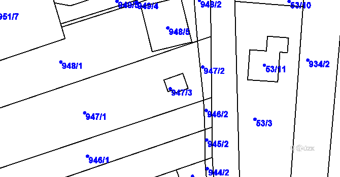 Parcela st. 947/3 v KÚ Bohunice, Katastrální mapa