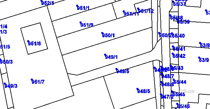 Parcela st. 949/1 v KÚ Bohunice, Katastrální mapa