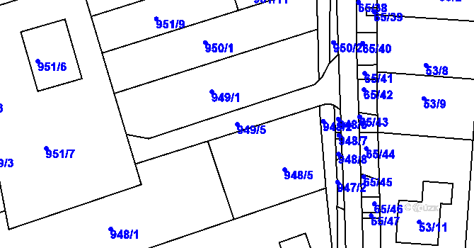 Parcela st. 949/5 v KÚ Bohunice, Katastrální mapa