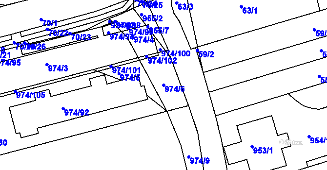 Parcela st. 974/6 v KÚ Bohunice, Katastrální mapa