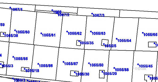 Parcela st. 1055/35 v KÚ Bohunice, Katastrální mapa