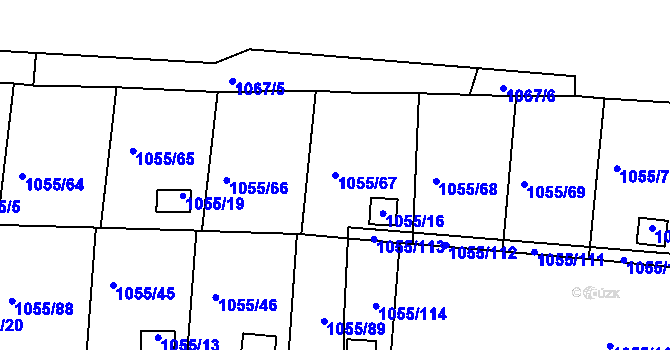Parcela st. 1055/67 v KÚ Bohunice, Katastrální mapa