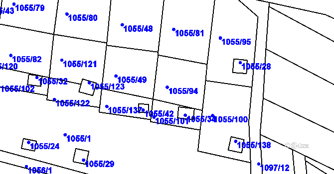 Parcela st. 1055/94 v KÚ Bohunice, Katastrální mapa