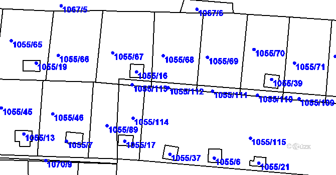 Parcela st. 1055/112 v KÚ Bohunice, Katastrální mapa