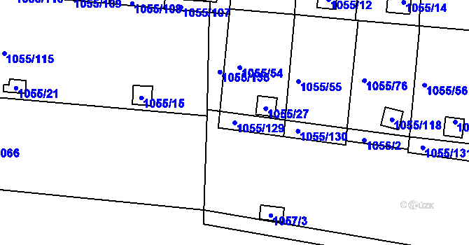 Parcela st. 1055/129 v KÚ Bohunice, Katastrální mapa