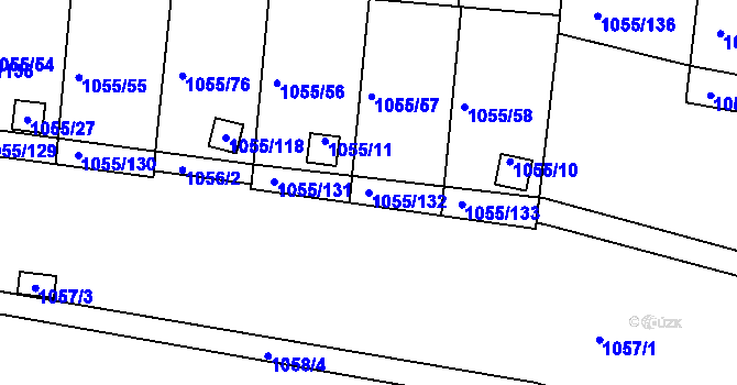 Parcela st. 1055/132 v KÚ Bohunice, Katastrální mapa