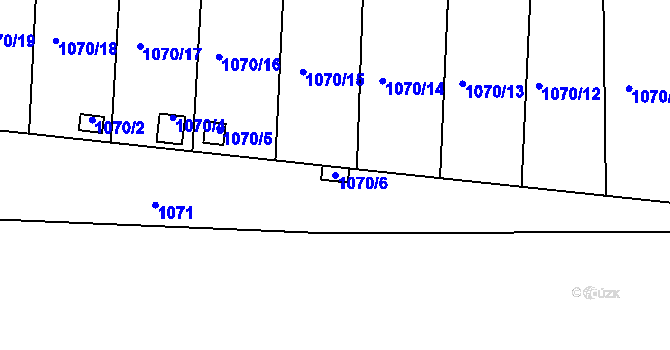 Parcela st. 1070/6 v KÚ Bohunice, Katastrální mapa