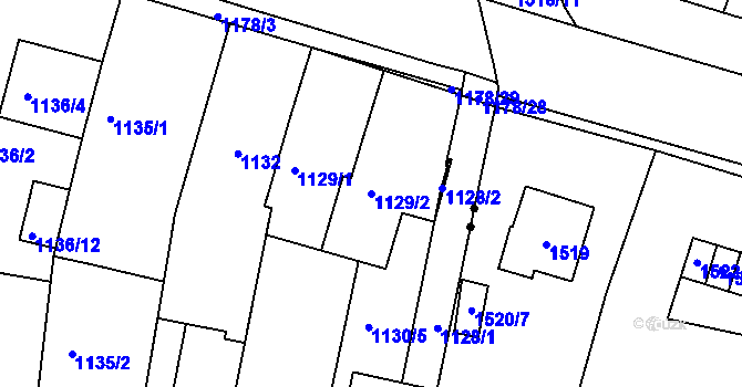 Parcela st. 1129/2 v KÚ Bohunice, Katastrální mapa