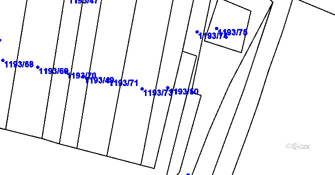 Parcela st. 1193/50 v KÚ Bohunice, Katastrální mapa