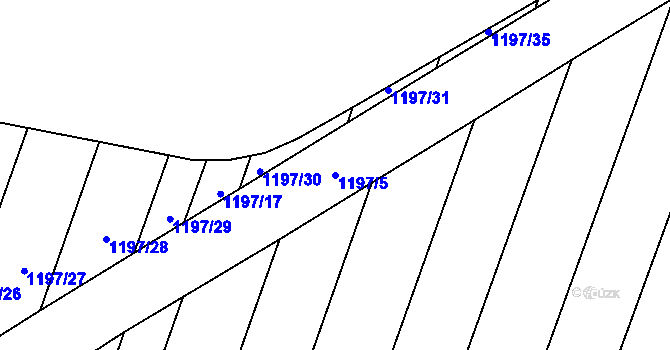 Parcela st. 1197/5 v KÚ Bohunice, Katastrální mapa
