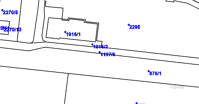 Parcela st. 1197/6 v KÚ Bohunice, Katastrální mapa