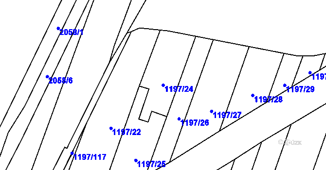 Parcela st. 1197/24 v KÚ Bohunice, Katastrální mapa