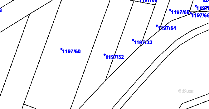 Parcela st. 1197/32 v KÚ Bohunice, Katastrální mapa