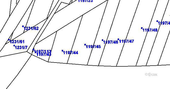 Parcela st. 1197/45 v KÚ Bohunice, Katastrální mapa