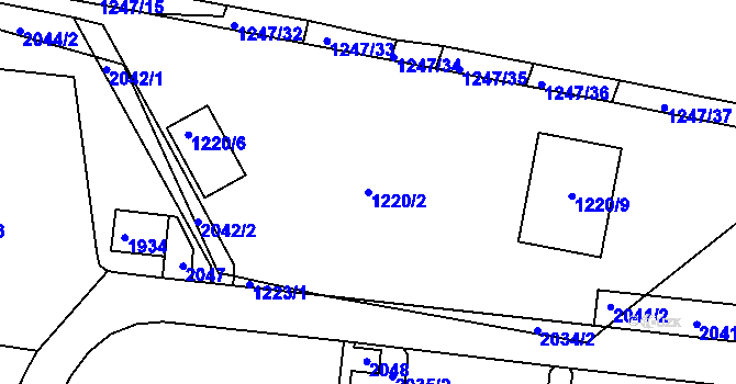 Parcela st. 1220/2 v KÚ Bohunice, Katastrální mapa
