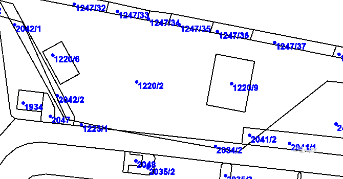 Parcela st. 1220/3 v KÚ Bohunice, Katastrální mapa