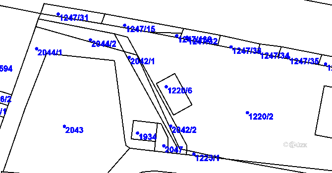 Parcela st. 1220/6 v KÚ Bohunice, Katastrální mapa