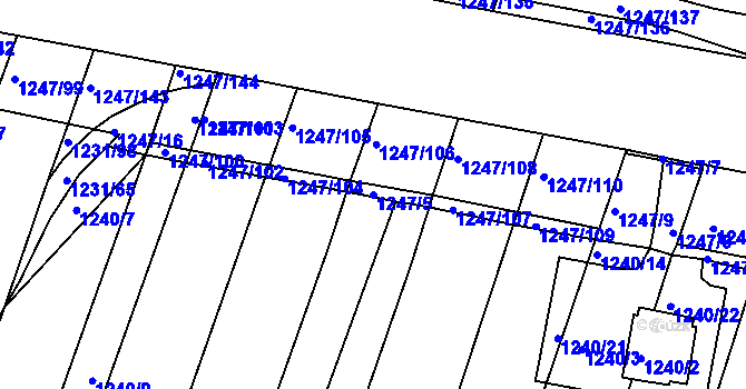 Parcela st. 1247/5 v KÚ Bohunice, Katastrální mapa
