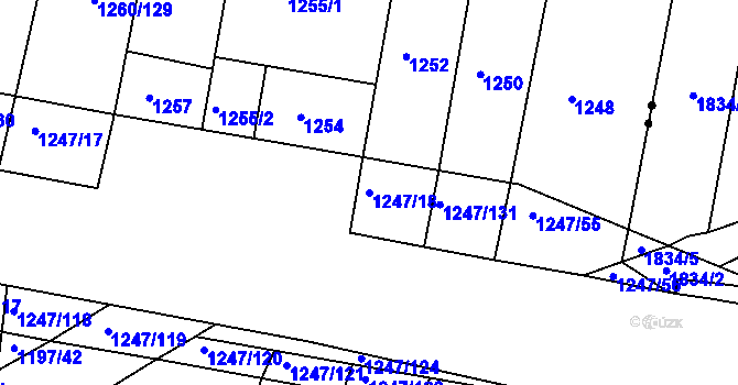 Parcela st. 1247/18 v KÚ Bohunice, Katastrální mapa