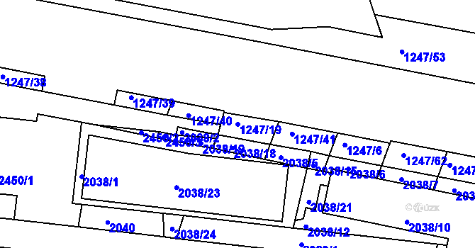 Parcela st. 1247/19 v KÚ Bohunice, Katastrální mapa