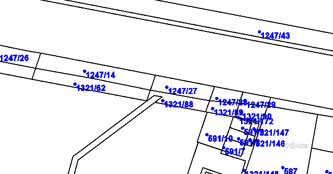Parcela st. 1247/27 v KÚ Bohunice, Katastrální mapa