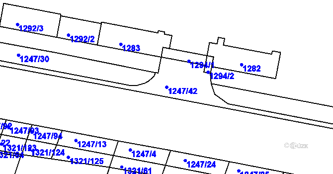 Parcela st. 1247/42 v KÚ Bohunice, Katastrální mapa