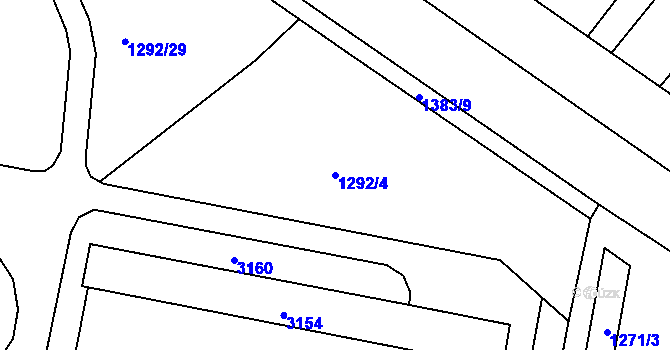 Parcela st. 1292/4 v KÚ Bohunice, Katastrální mapa