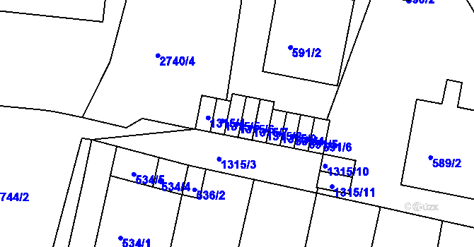 Parcela st. 1315/6 v KÚ Bohunice, Katastrální mapa
