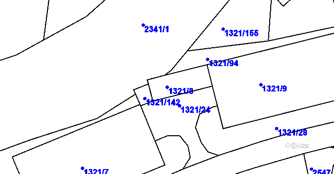 Parcela st. 1321/8 v KÚ Bohunice, Katastrální mapa