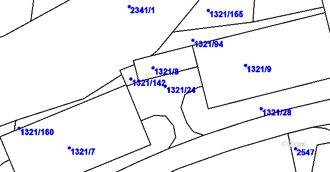 Parcela st. 1321/24 v KÚ Bohunice, Katastrální mapa