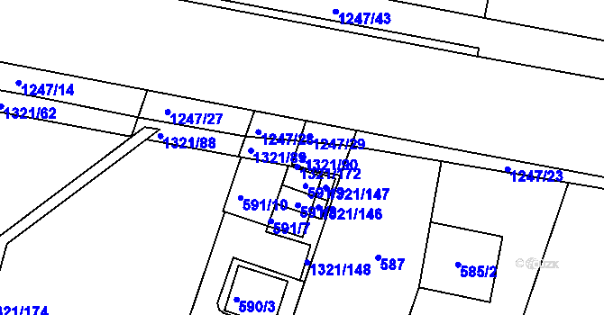Parcela st. 1321/90 v KÚ Bohunice, Katastrální mapa