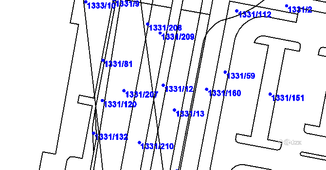 Parcela st. 1331/12 v KÚ Bohunice, Katastrální mapa