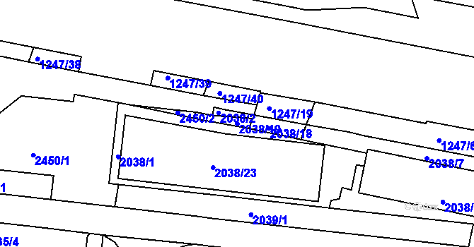 Parcela st. 2038/19 v KÚ Bohunice, Katastrální mapa