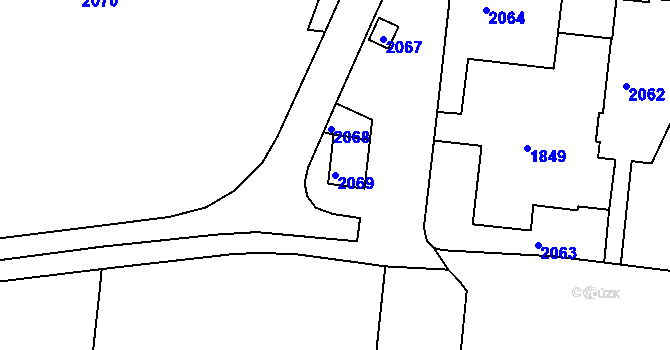Parcela st. 2069 v KÚ Bohunice, Katastrální mapa