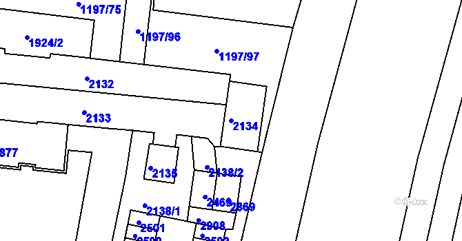 Parcela st. 2134 v KÚ Bohunice, Katastrální mapa
