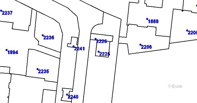 Parcela st. 2225 v KÚ Bohunice, Katastrální mapa