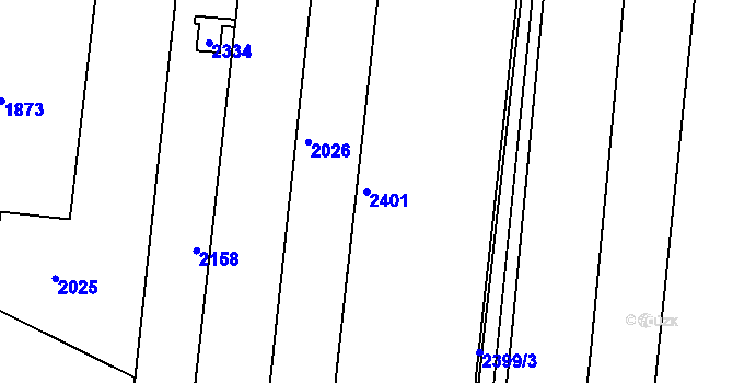 Parcela st. 2401 v KÚ Bohunice, Katastrální mapa