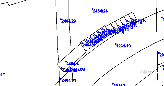 Parcela st. 2464/4 v KÚ Bohunice, Katastrální mapa