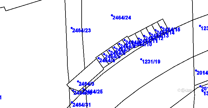 Parcela st. 2464/5 v KÚ Bohunice, Katastrální mapa