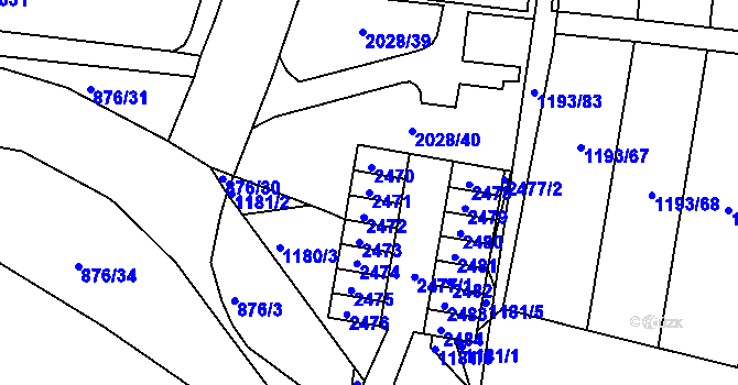 Parcela st. 2471 v KÚ Bohunice, Katastrální mapa