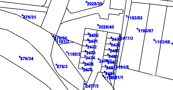 Parcela st. 2472 v KÚ Bohunice, Katastrální mapa