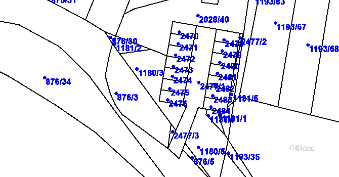 Parcela st. 2475 v KÚ Bohunice, Katastrální mapa