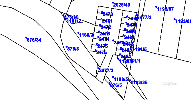 Parcela st. 2476 v KÚ Bohunice, Katastrální mapa