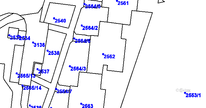 Parcela st. 2562 v KÚ Bohunice, Katastrální mapa