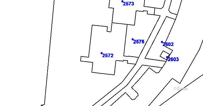 Parcela st. 2572 v KÚ Bohunice, Katastrální mapa